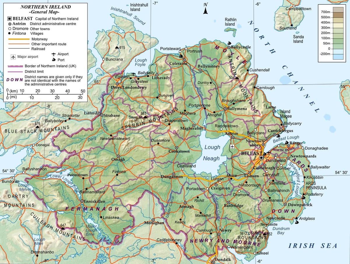карта вуліц Паўночнай Ірландыі