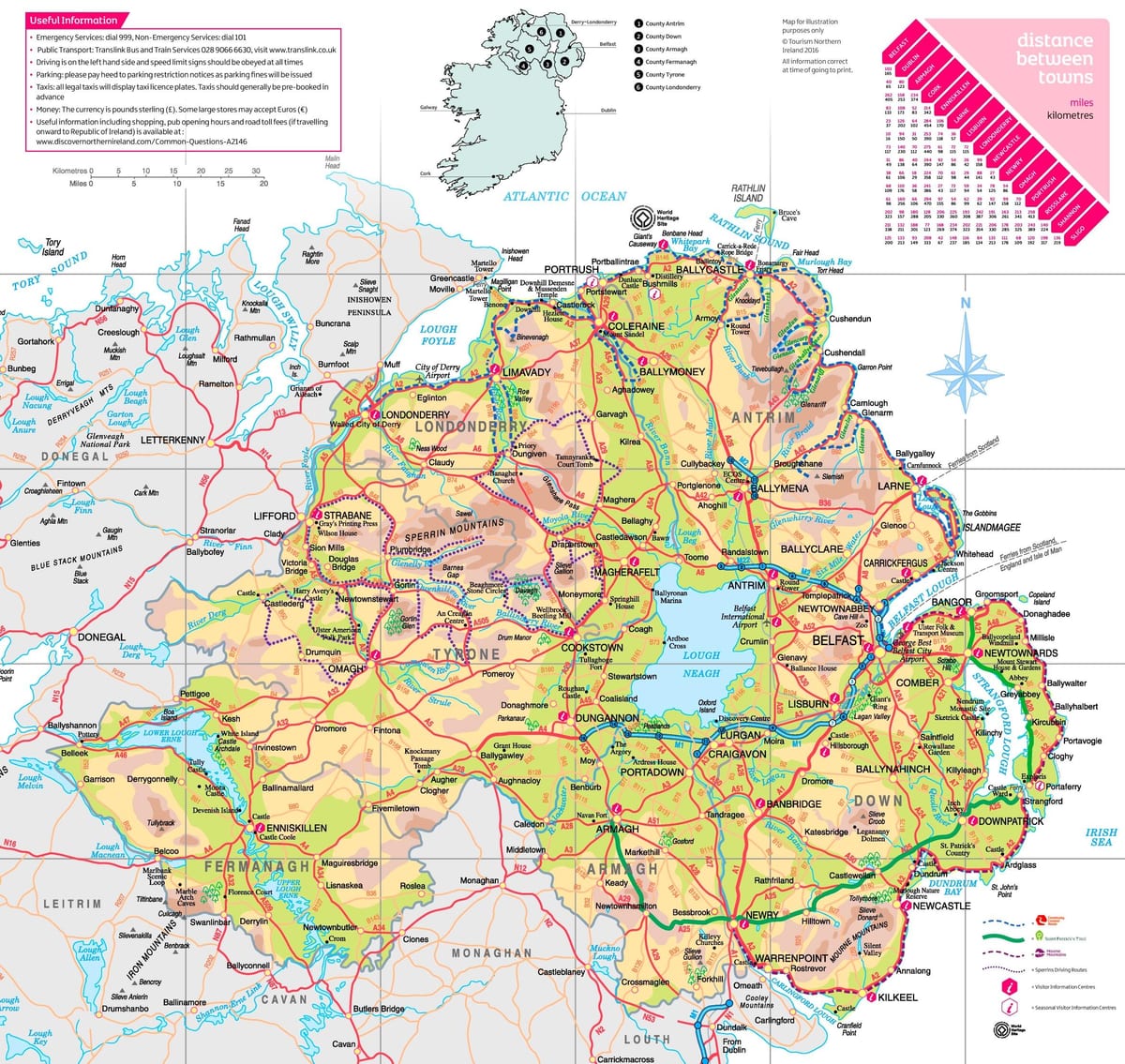 Паўночная Ірландыя славутасці карта
