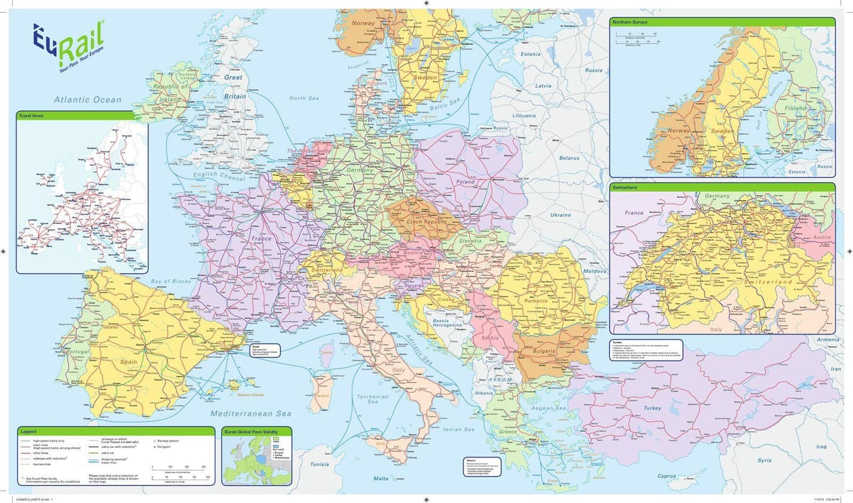 карта праязныя eurail Ірландыя
