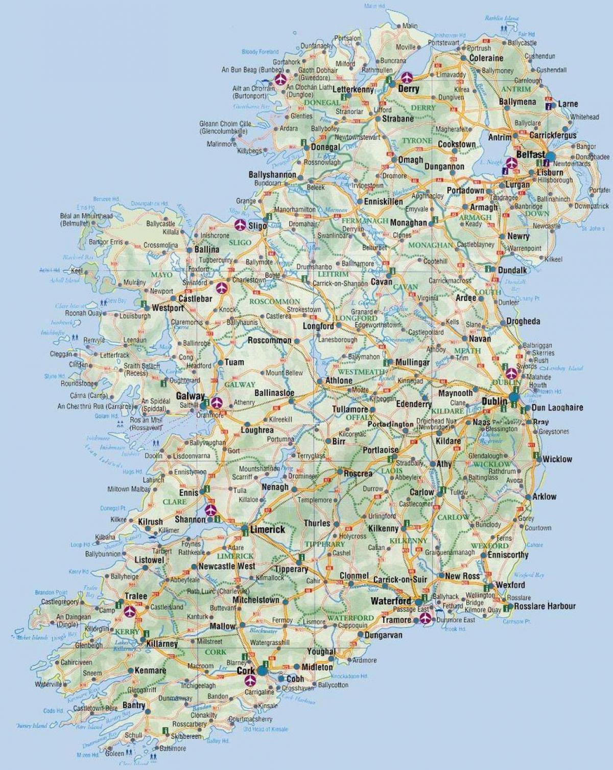 карта Ірландыі