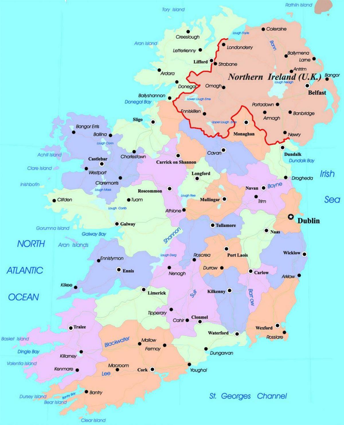 карта Ірландыі