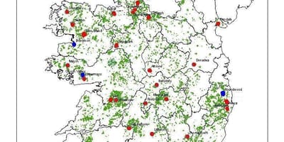 Карта Ірландыі лесу