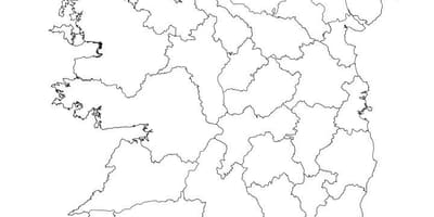 Карта Ірландыі контур