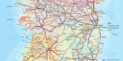 Ірландыя аўтобусныя маршруты карце