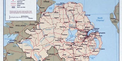 Карта Дарожная карта Ірландыі і Паўночнай Ірландыі