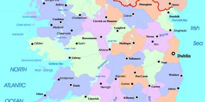 Палітычная карта Ірландыі і Паўночнай Ірландыі