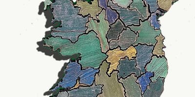 Карта драўлянымі карце Ірландыі