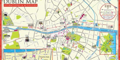 Карта Дублін Ірландыя славутасці