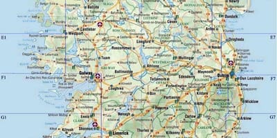 Падрабязная карта Паўднёвай Ірландыі