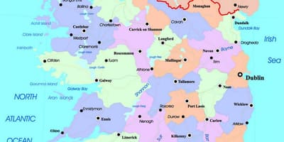Карта Ірландыі