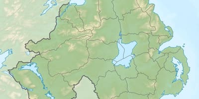 Карта фізічная карта Паўночнай Ірландыі