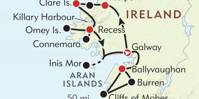 Карта заходняга ўзбярэжжа Ірландыі 